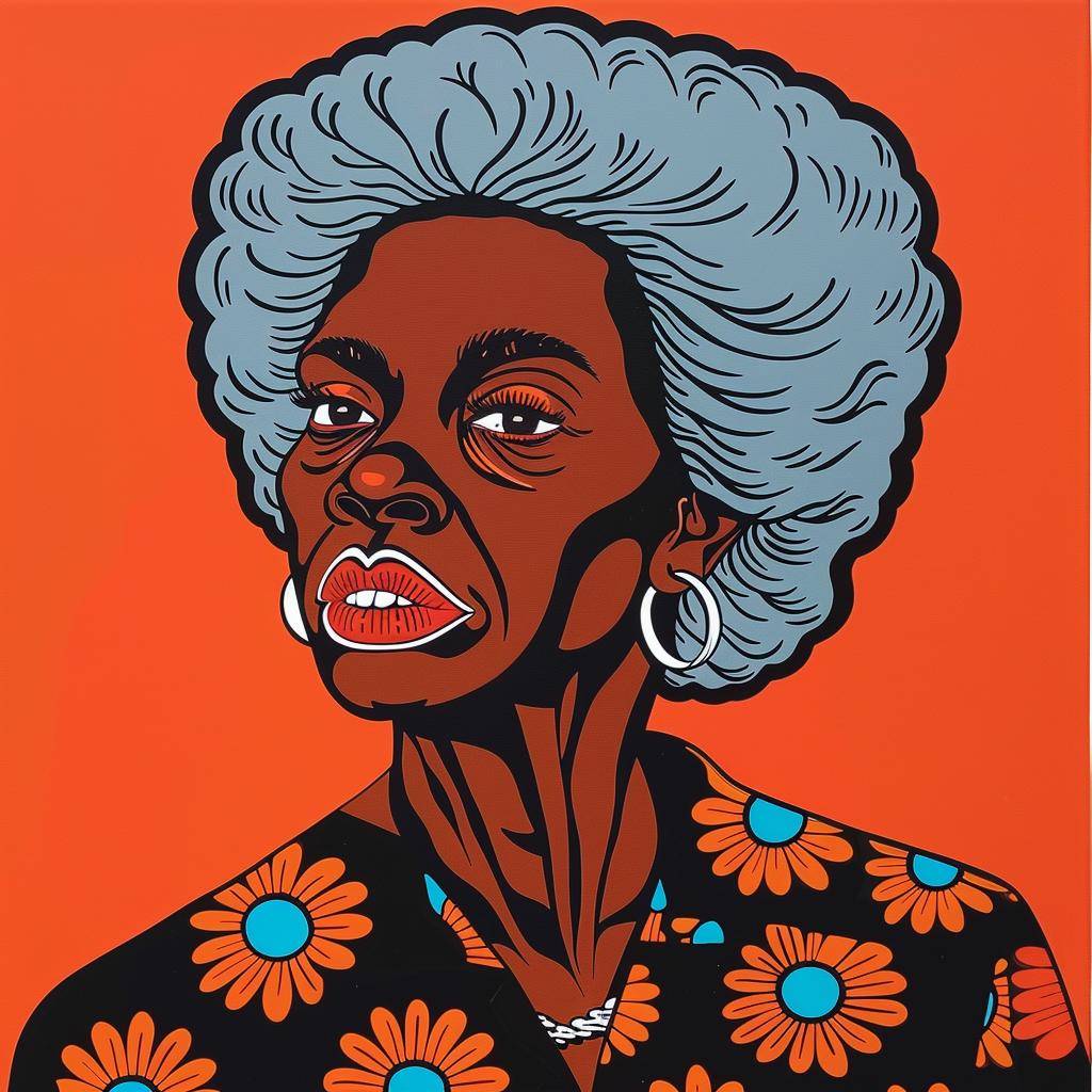 woman  portrait  African-American  light-brown  flowers  artistic  orange  black  expression  elderly 972499