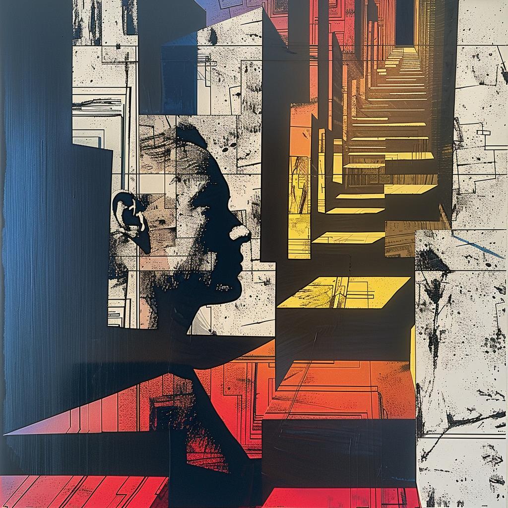 man  building  ladder  colorful  abstract  art  conceptual  modern  visual  motif 1020875