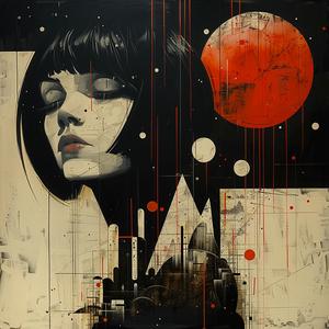 painting  vampire  Audrey  Kawasaki  moonlight  red  black  paint  El  Lissitzky 1058642