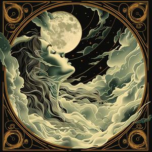 surreal  moon  stars  illustration  high-detailed  screenprinting  Elihu  Vedder  art  night 1079473