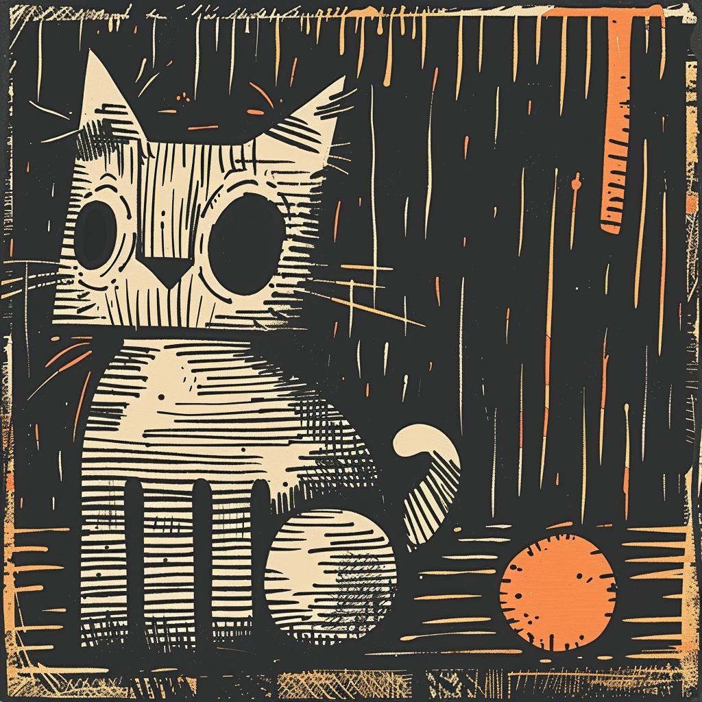 cat  ball  wooden  background  art  illustration  colorful  playful  whimsical  Gemma 933726