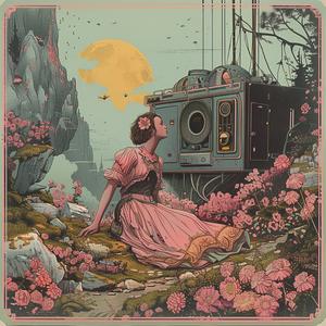 girl  pink  dress  rock  camera  photography  sitting  chromolithography  art  scenic 1059348