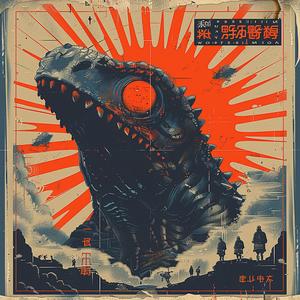 synthwave  dots  Godzilla  poster  Japan  design  symmetry  floral  minimal  art 1038662