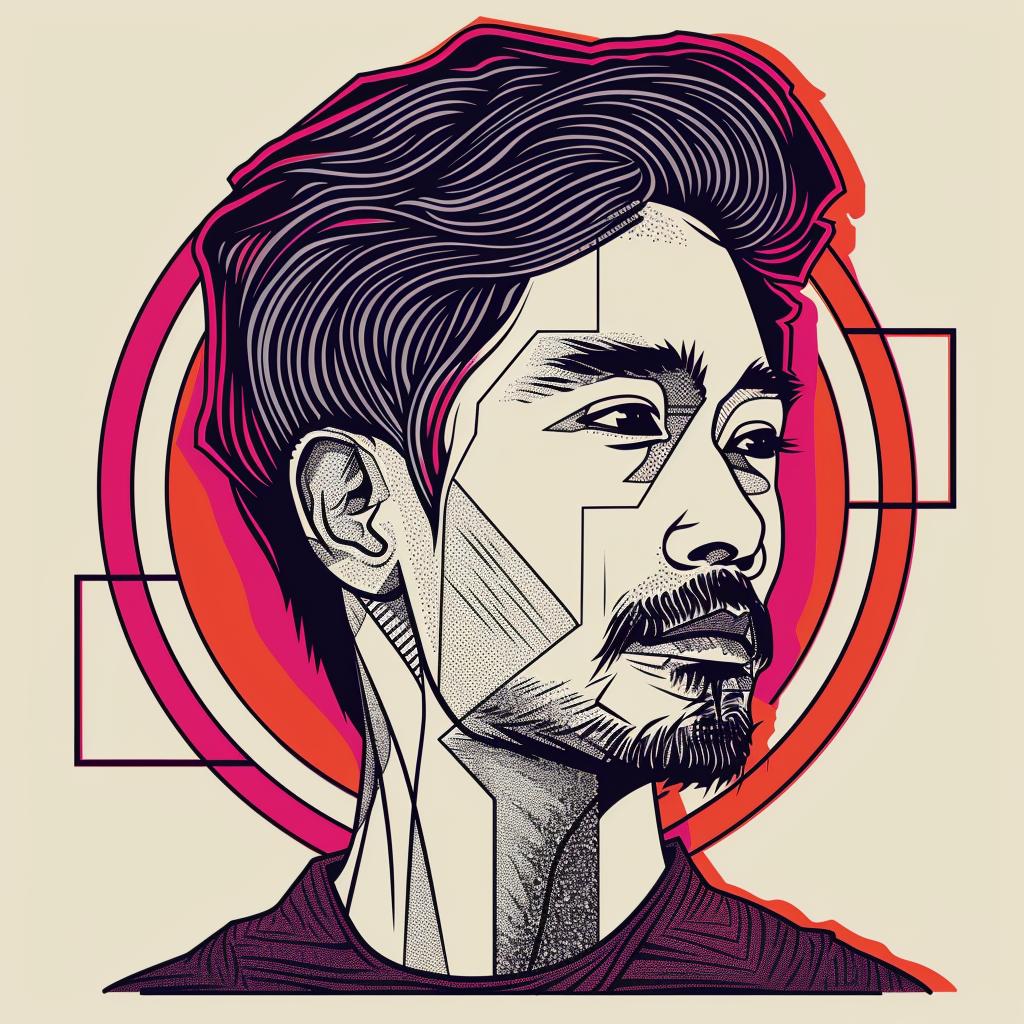 Pop  Art  portrait  Asian  man  beard  geometric  minimalist  digital  vibrant 937343