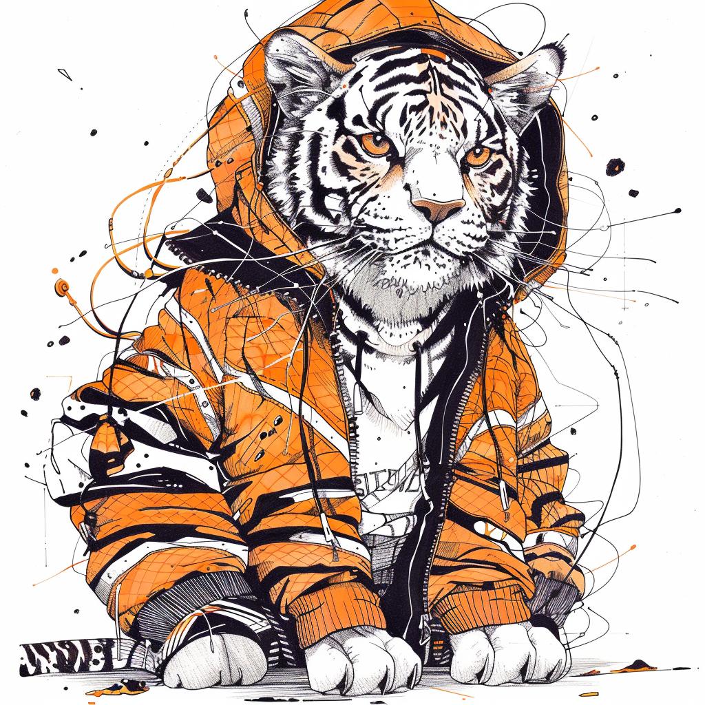 tiger  kawaii  streetwear  hoodie  sitting  fashion  urban  illustration  cute  animal 953514