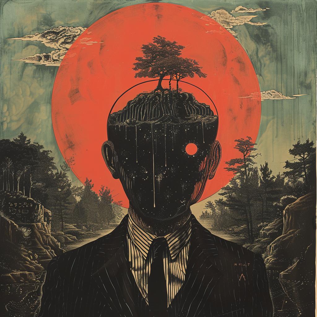 album  art  Risograph  Magritte  horror  moon  fantasy  design  illustration  surreal 1019981