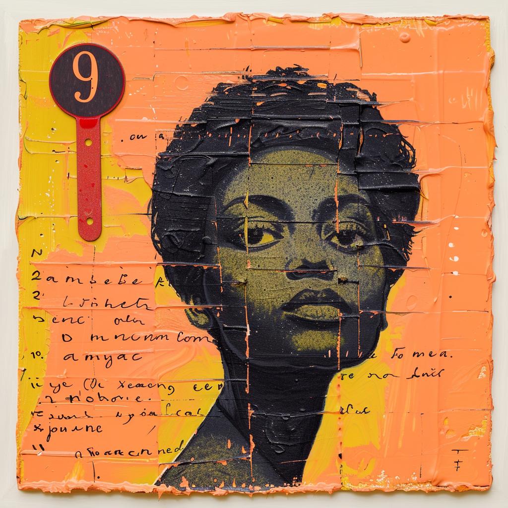 encaustic  portrait  number  woman  impasto  African-American  palette-knife  figurative  art  colorful 1016171