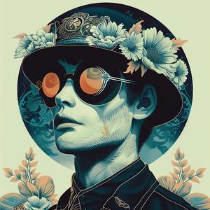 man  hat  sunglasses  flowers  head  art  surreal  symbolist  creative  style 1077579