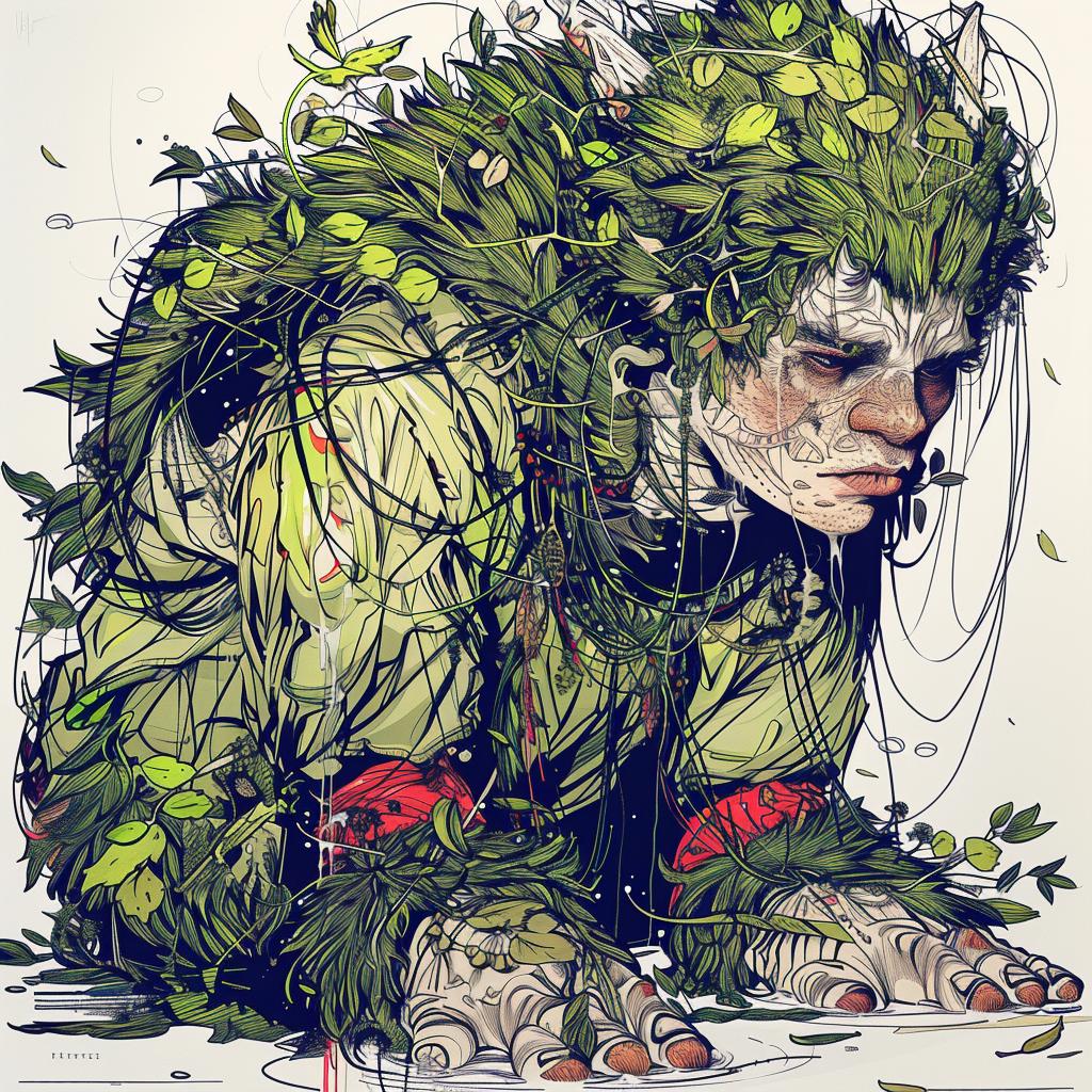 man  green  hair  leaves  hybrid  mythical  creature  fantasy  nature  design 952277