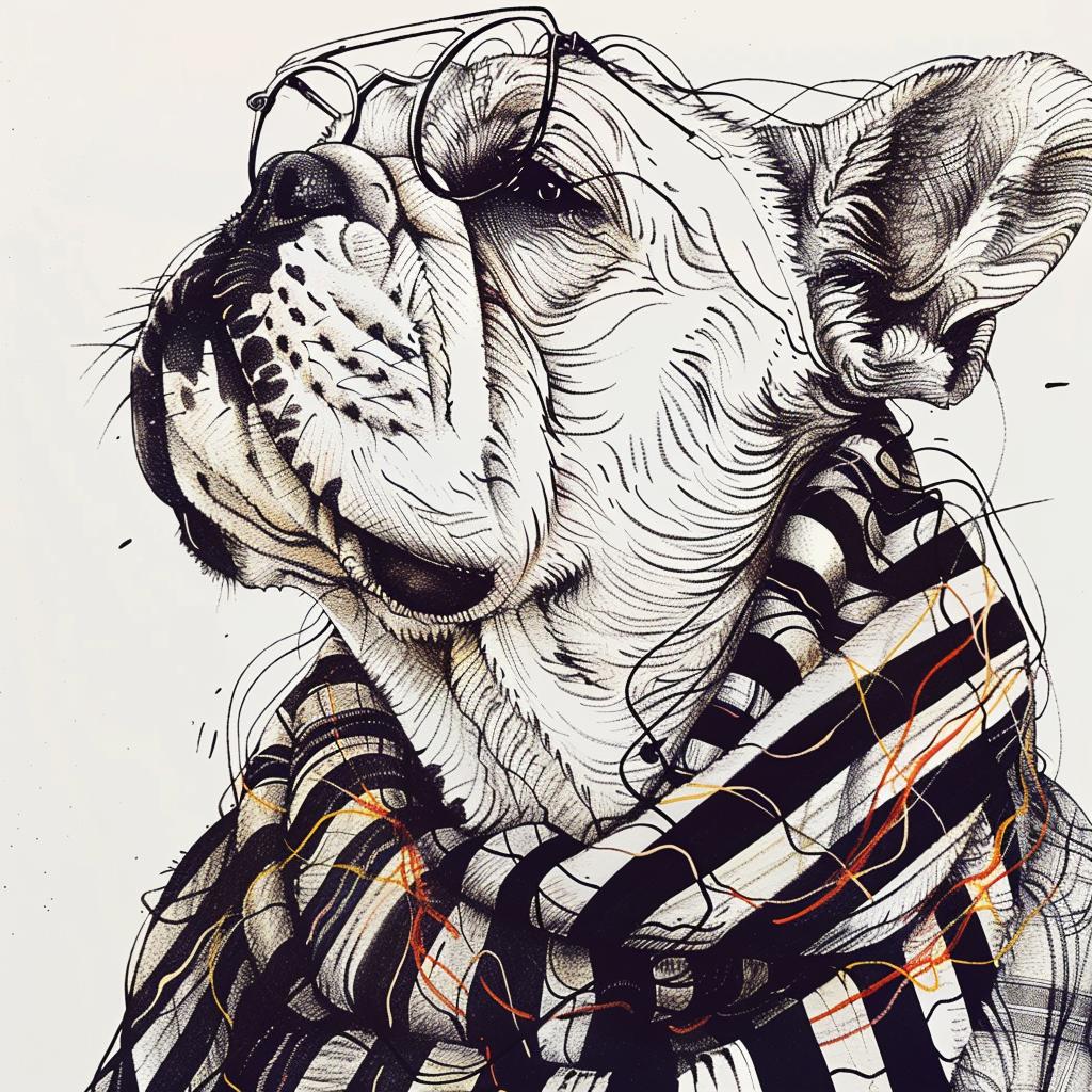 bulldog  cool  scarf  drawing  dog  cute  animal  stylized  art  portrait 953426