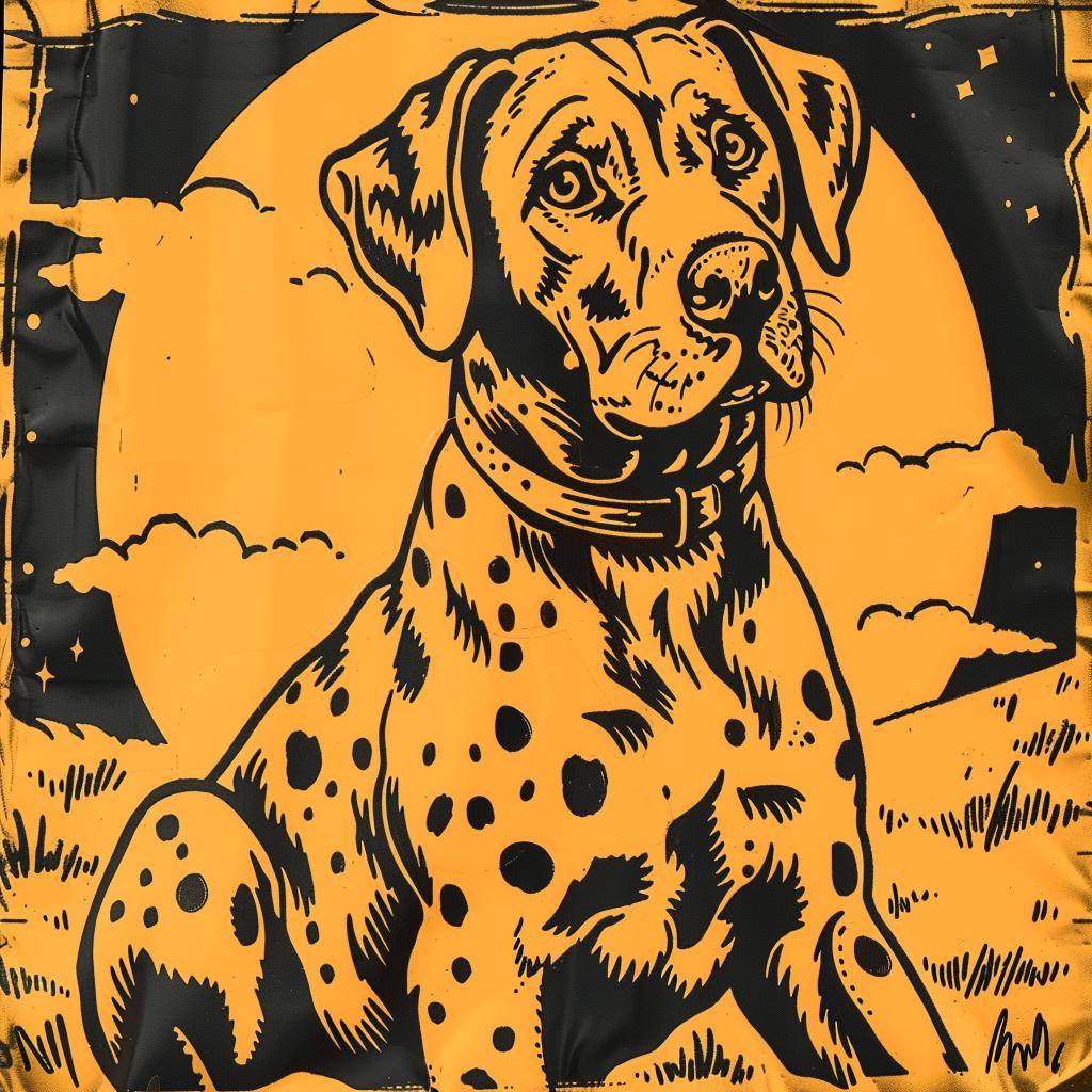 dalmatian  yellow  sitting  background  canine  art  portrait  colorful  graphic  design 942388