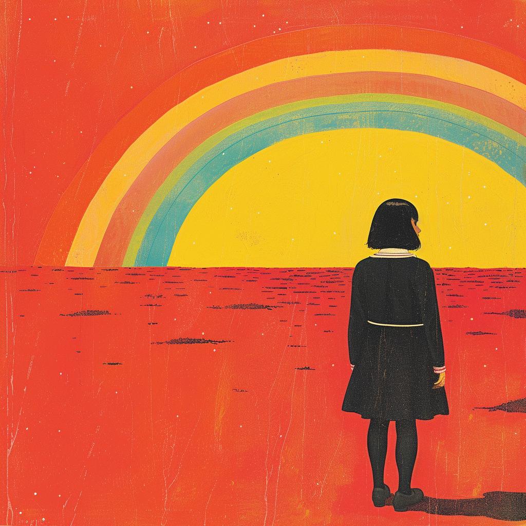 surreal  album  cover  rainbow  girl  sky  colorful  art  Joan  Cornella 973893