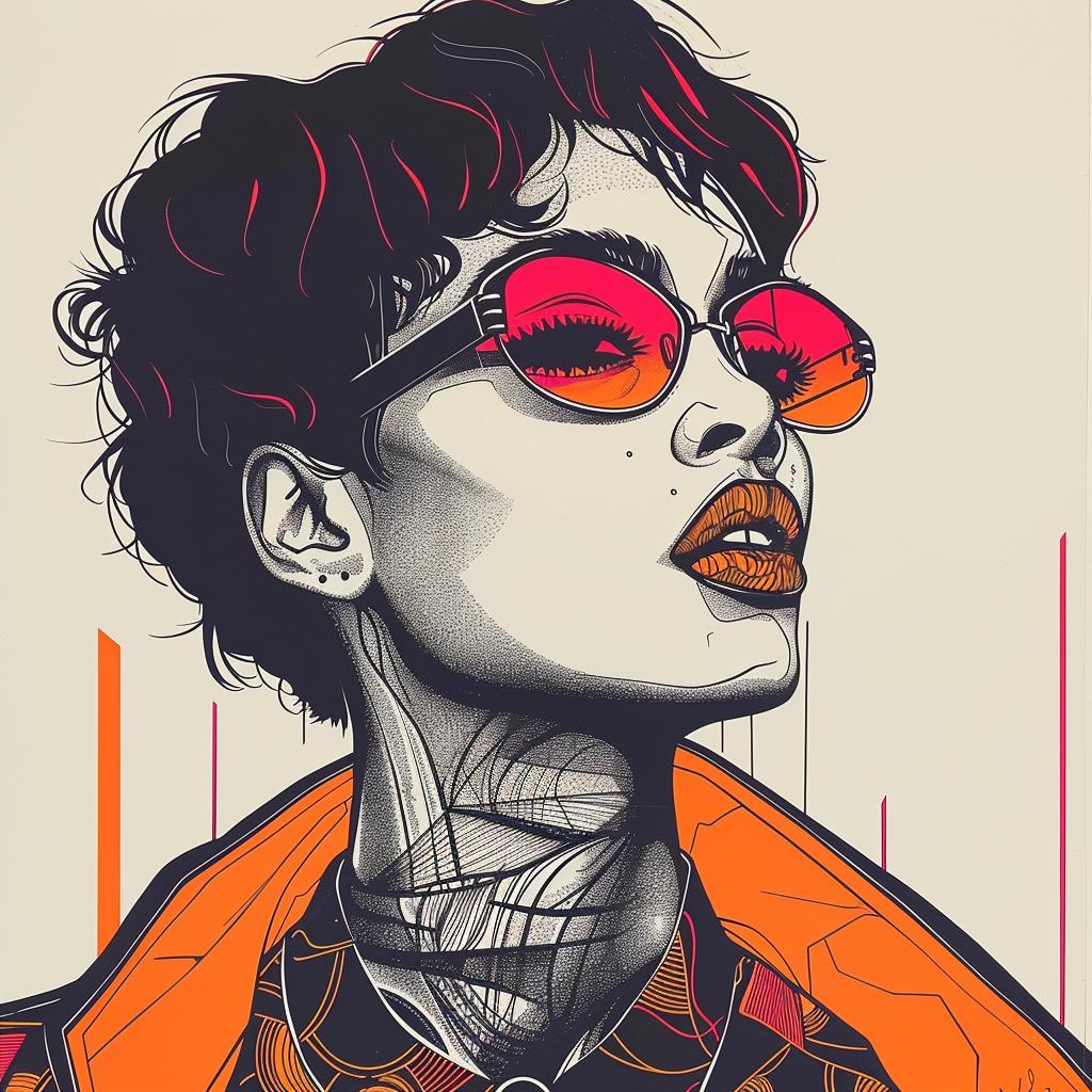 PopArt  Kerry  Washington  AfricanAmerican  Model  Sunglasses  Jacket  Digital  WhiteBackground  Contemporary 938842
