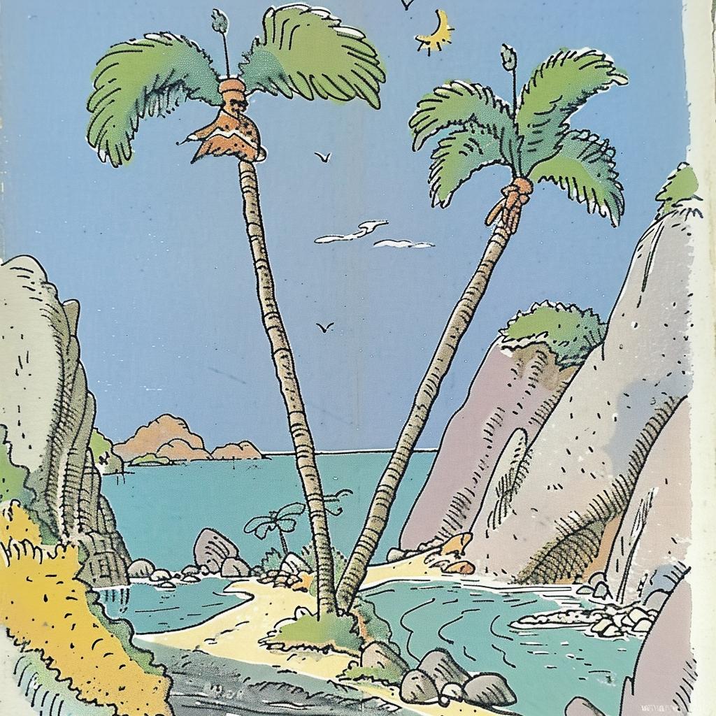 malibu  sunset  cartoon  beach  palm  trees  illustration  colorful  vibrant  landscape 938920