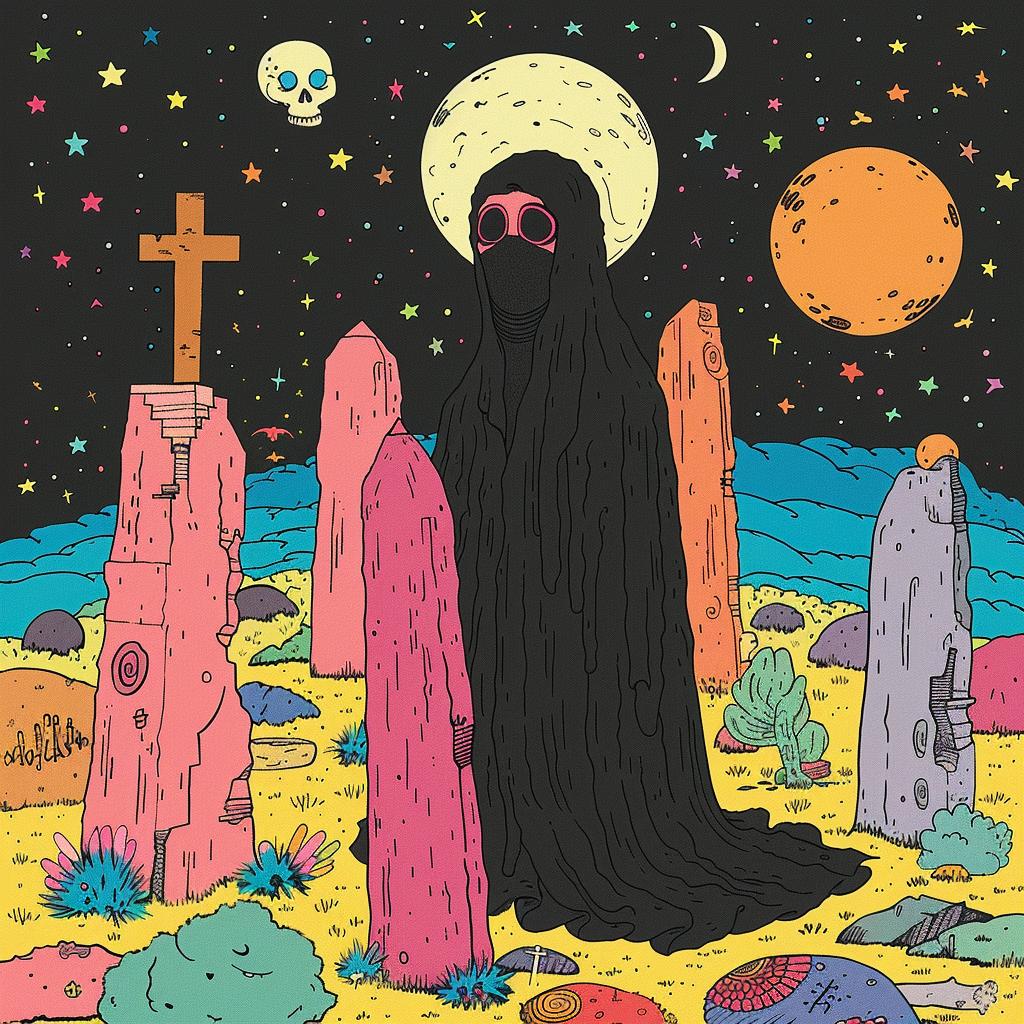 surreal  album  cover  creative  dark  occult  art  vibrant  playful  illustration 1019400