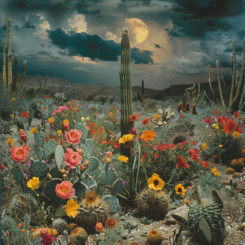 surreal  collage  cactus  desert  moon  storm  flowers  highcontrast  landscape  nature 970254