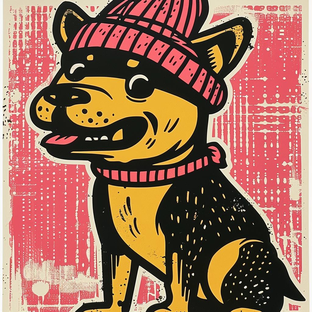 dog  hat  pink  scarf  streetwise  minimal  poster  simple  graphic  animal 957729