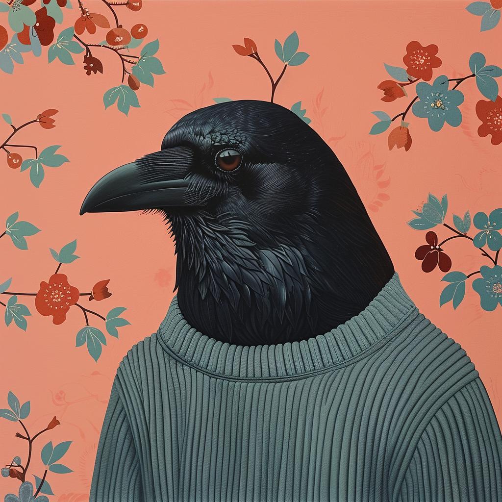 surreal  album  cover  crow  sweater  playful  illustration  chubby  colorful  artistic 978344