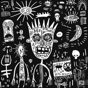 drawing  black  white  man  objects  monochrome  minimalist  figurative  conceptual  Basquiat 1077274