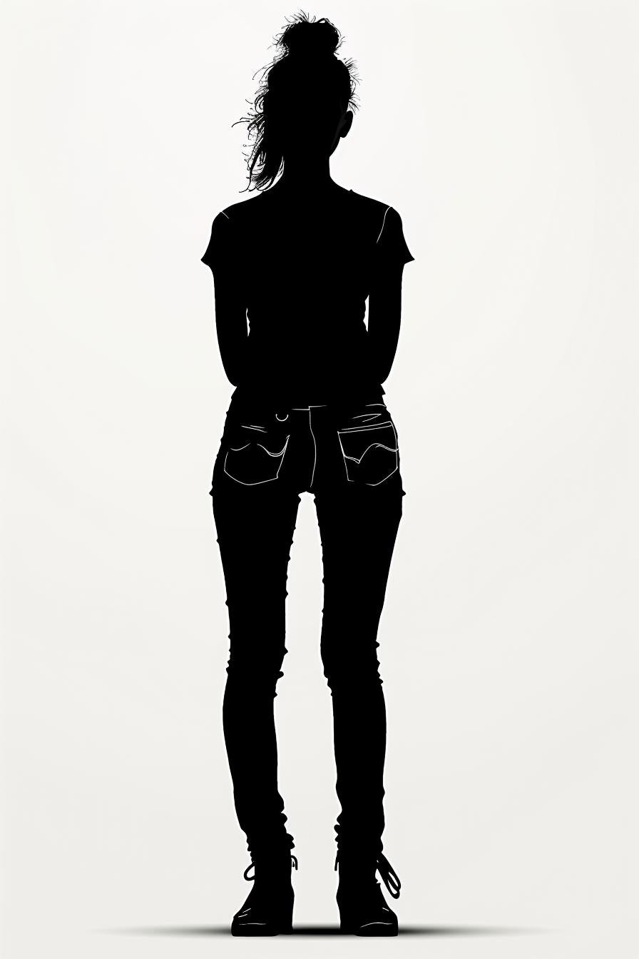 silhouette  woman  standing  white  background  front  view  svg  casual  attire 954411