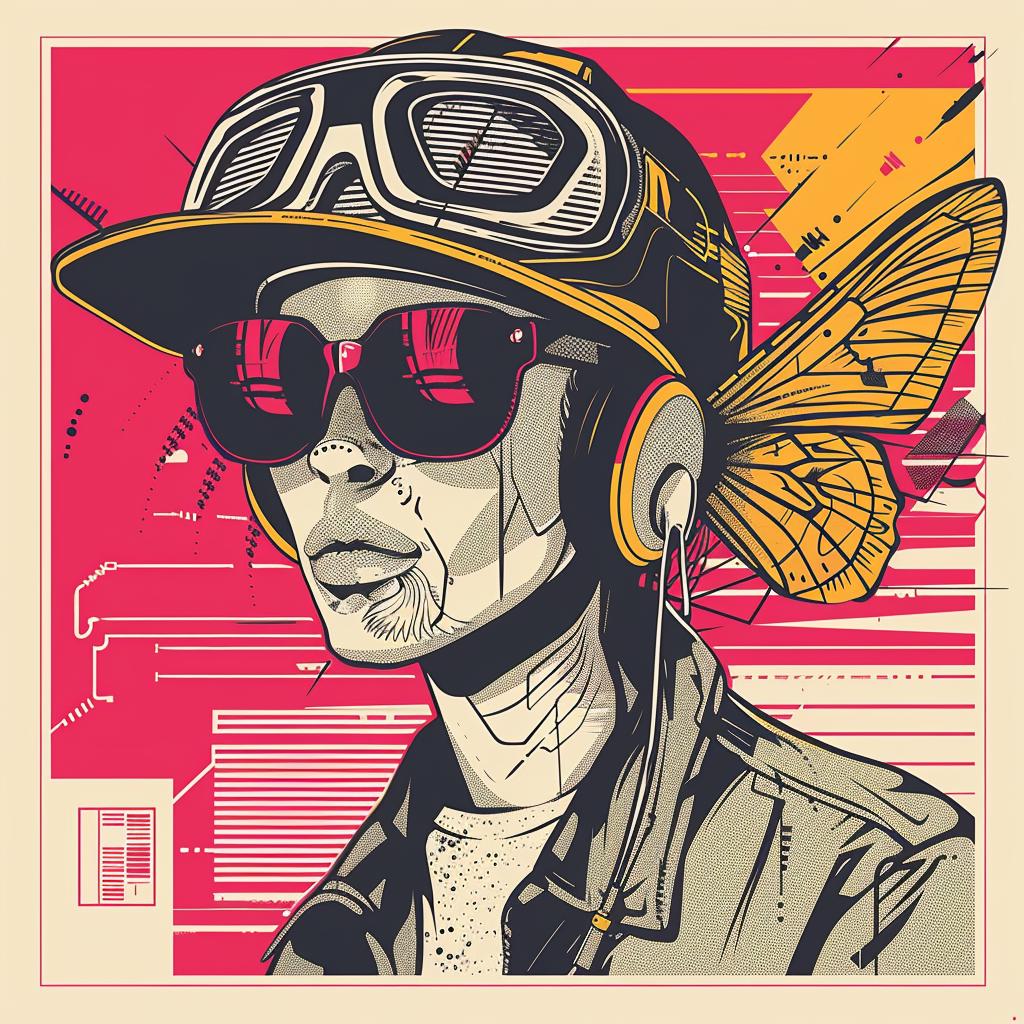 surreal  album  man  sunglasses  butterfly  poster  vibrant  graphic  illustration  colorful 939579