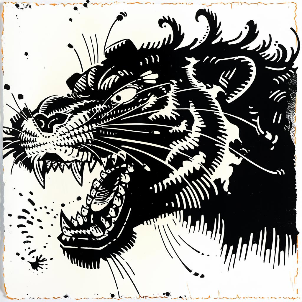 panther  snarling  close-up  black  white  drawing  wildlife  fierce  illustration  face 1028043