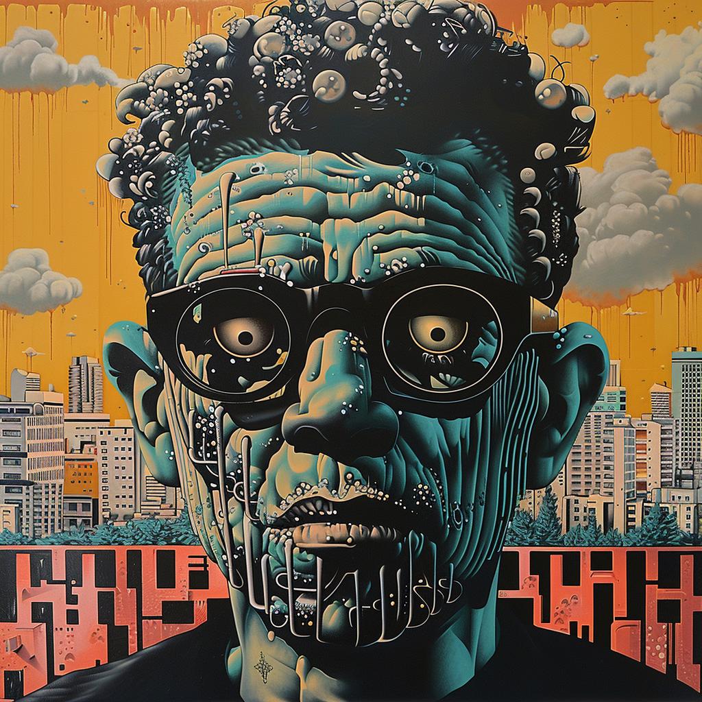 symmetrical  graffiti  street-art  urban  portrait  glasses  vibrant  abstract  face  visual 949369