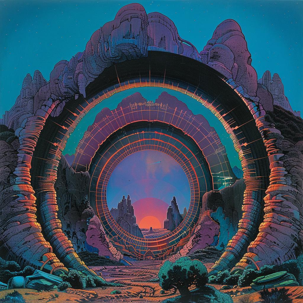 غلاف ألبوم Emek synthwave trippy geometric tunnel 1980s blues teals 960751
