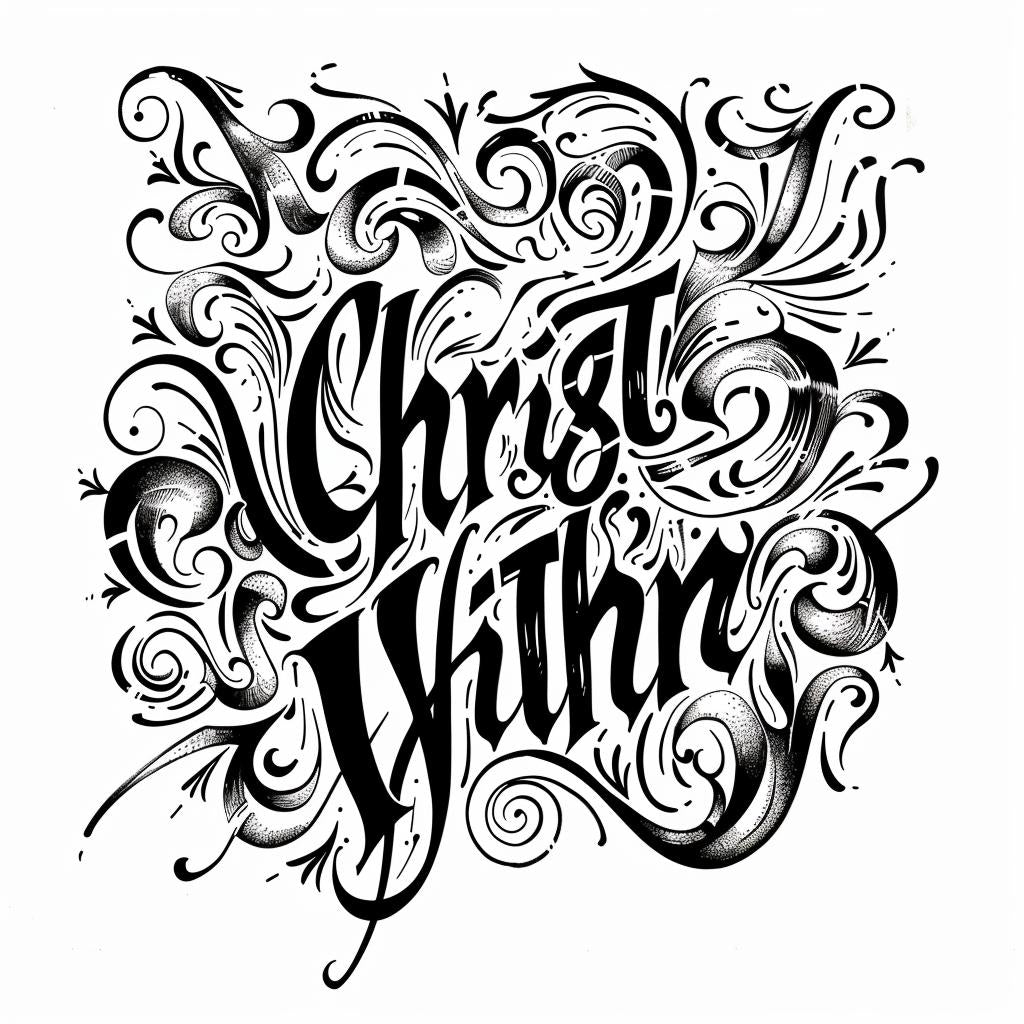 calligraphy  ornate  black  white  christ  within  script  design  text  art 954615