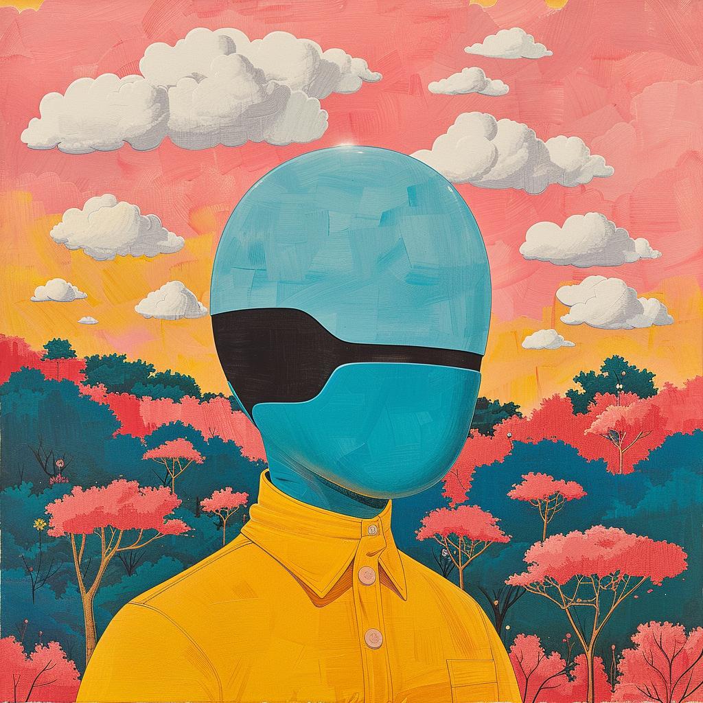 surreal  album  cover  painting  helmet  creative  colorful  artistic  modern  quirky 1019252
