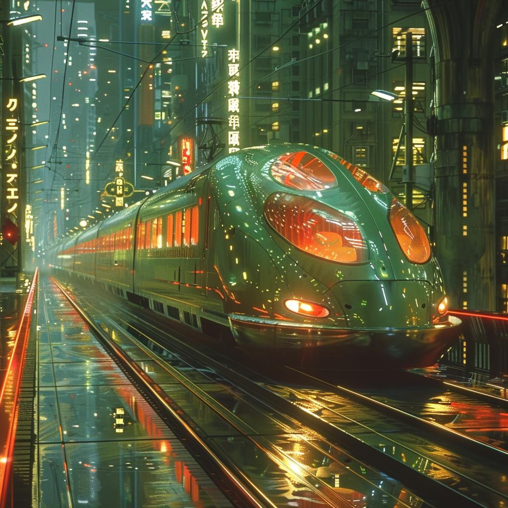 train  city  night  retrofuturism  Hiroshi  Nagai  aesthetic  travel  beautiful  details 944451