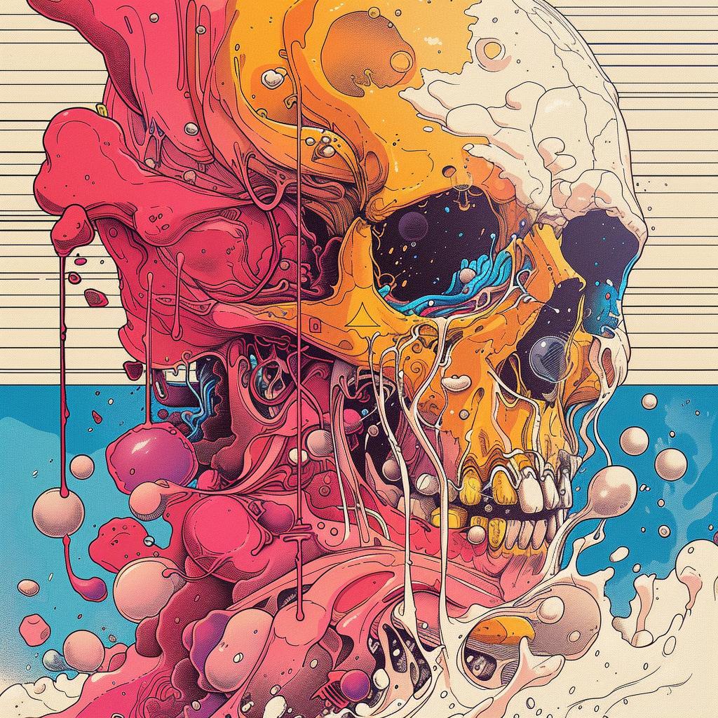 ocean  skull  bubbles  colorful  death  machine  vibrant  illustration  symbolic  surreal 924455