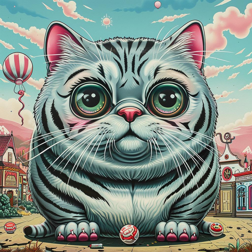 tiger  adorable  chubby  cute  balloons  illustration  whimsical  character  white  background 1032527