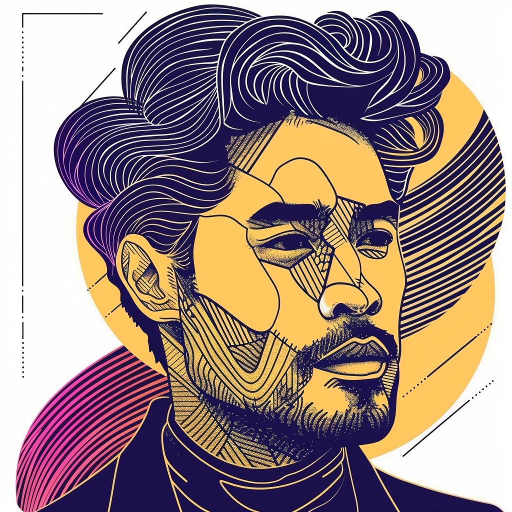 Pop  Art  Asian-American  Man  Beard  Afro  Digital  Portrait  White  Background 937284