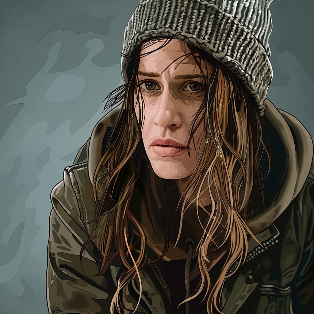 قبعة فتاة عصرية، رسم رقمي، صورة شخصية بأسلوب حضري بسيط، رقم 956722