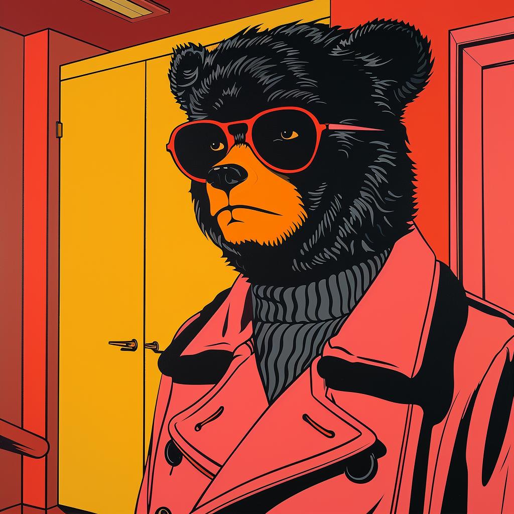 bear  anthropomorphic  surreal  volumetric  lighting  glow  sunglasses  jacket  art  style 963009