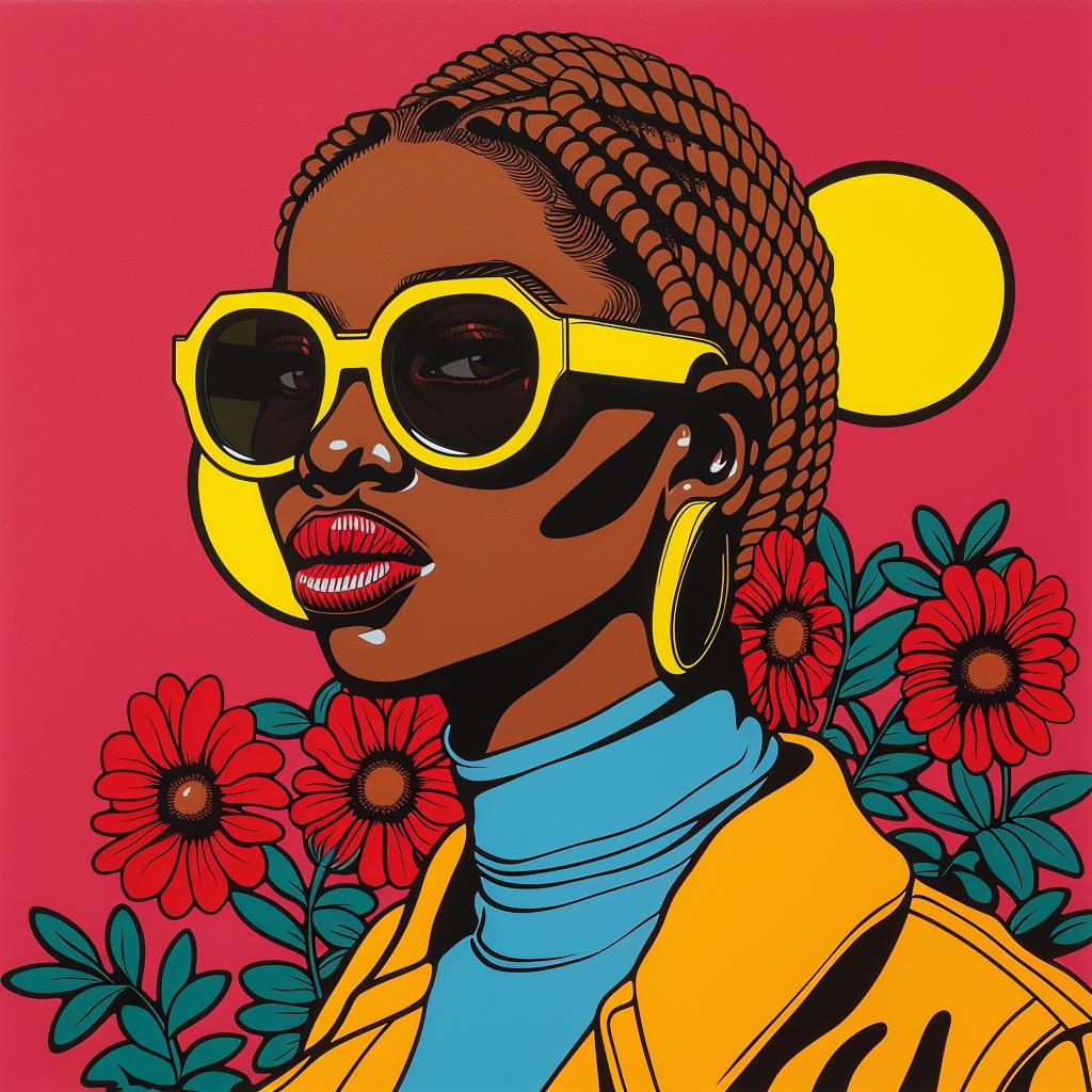 woman  sunglasses  yellow  jacket  painting  fashion  portrait  art  stylized  colorful 1022881