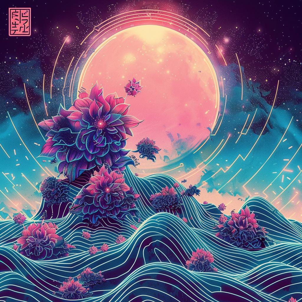 digital  art  psychedelic  moon  flowers  surreal  colorful  nature  abstract  creative 916249