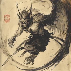 tengu  demon  wings  sword  drawing  mythology  Japanese  creature  fantasy  dark 1077973