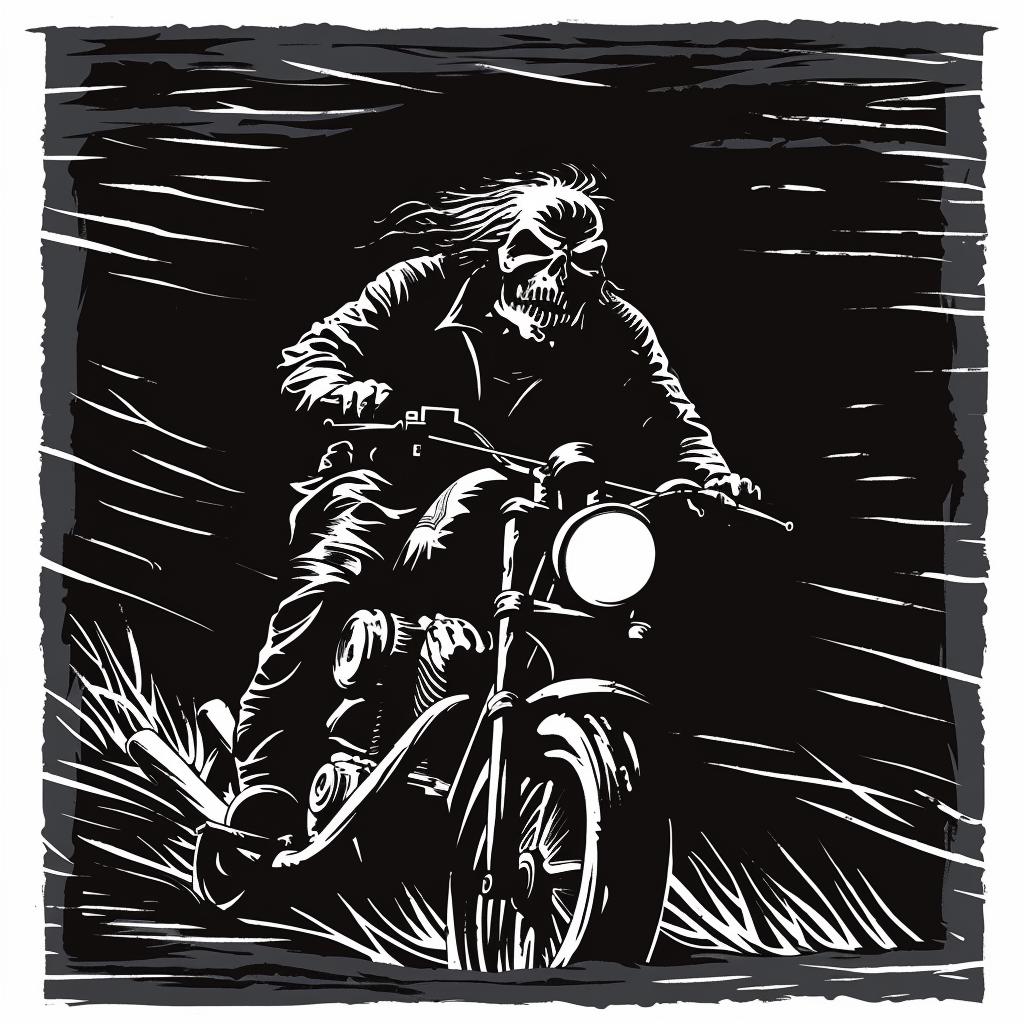skullface  motorcycle  rain  drawing  man  art  illustration  black  white  sketch 1025562