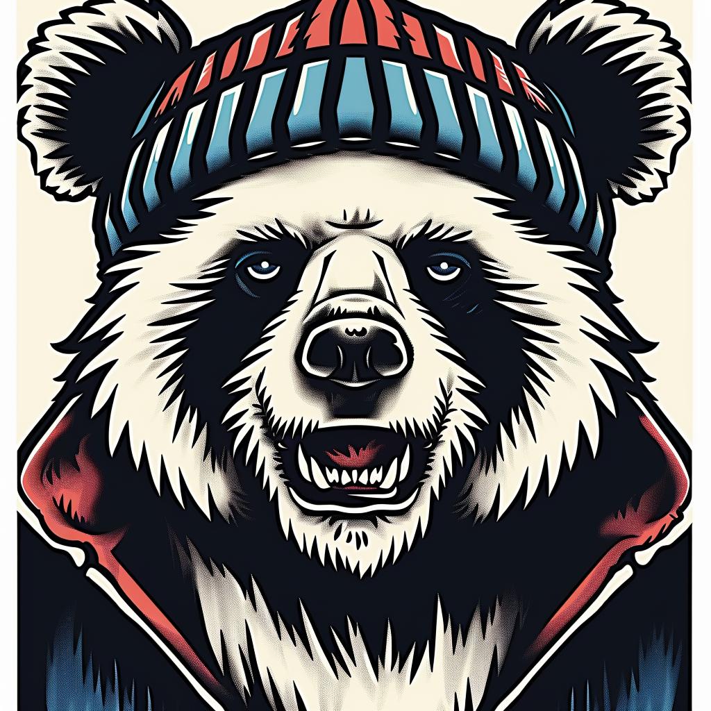 panda  bear  hat  poster  cute  animal  illustration  playful  design  whimsical 962380