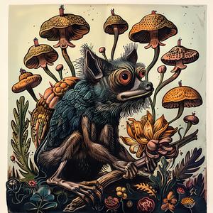 frog  mushrooms  painting  nature  chromolithography  colorful  whimsical  detailed  organic  surreal 1057542