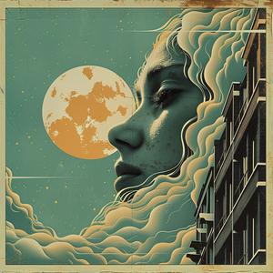 album  moon  city  surreal  creative  screenprinting  hyper-realistic  detailed  Risograph  symbolist 1079511