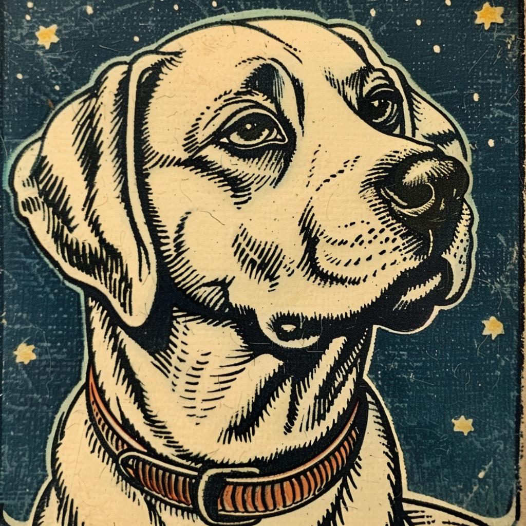 dog  labrador  woodcut  blue  background  art  animal  illustration  style  print 942261