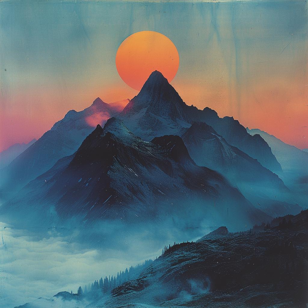 painting  mountain  sunset  natural  volumetric  colors  Ruscha  horror  landscape  art 1027284