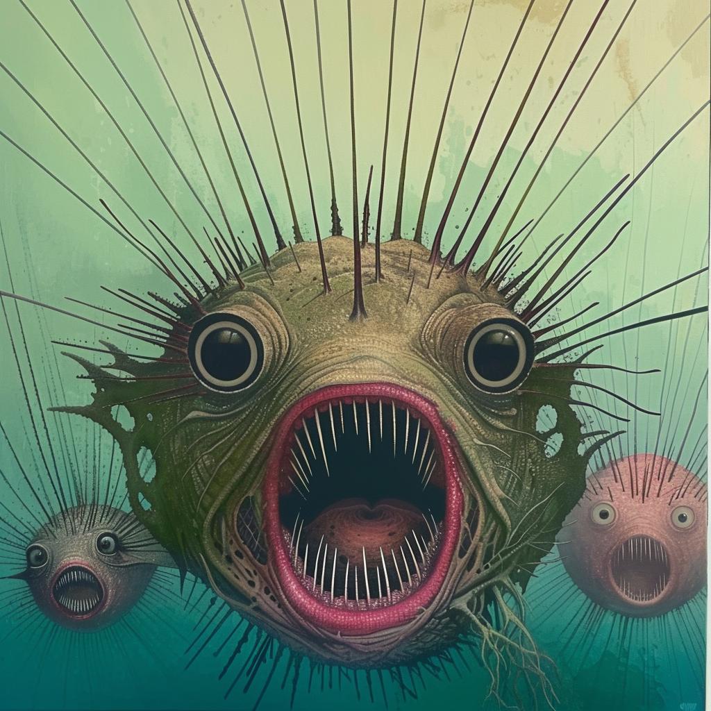 canvas  art  print  horror  monster  puffer  fish  1917  vintage  illustration 948143