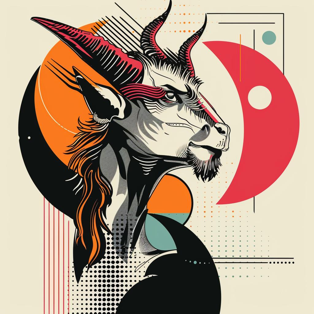 mythical  goat  graphic  design  unique  creature  fantasy  hybrid  style  halftone 939646