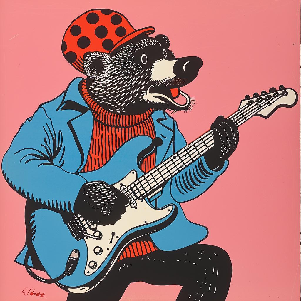 bear  guitar  rockstar  cartoon  Norman  play  music  humor  clothing  art 921877