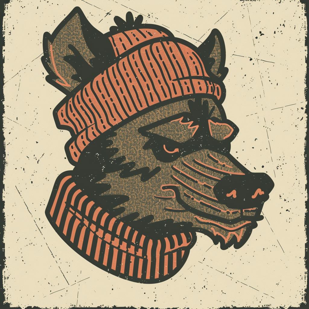 aggressive  streetwise  animal  wolf  knitted  hat  scarf  simple  urban  minimal 959007