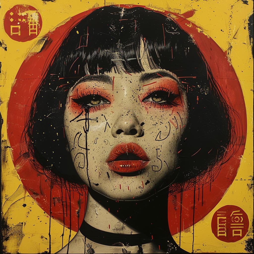 pop  art  portrait  woodblock  nature  red  black  woman  hair  eyes 1019873